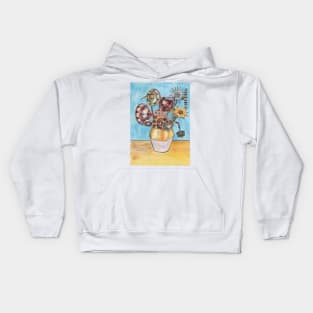 Steampunk style sunflowers van gogh style Kids Hoodie